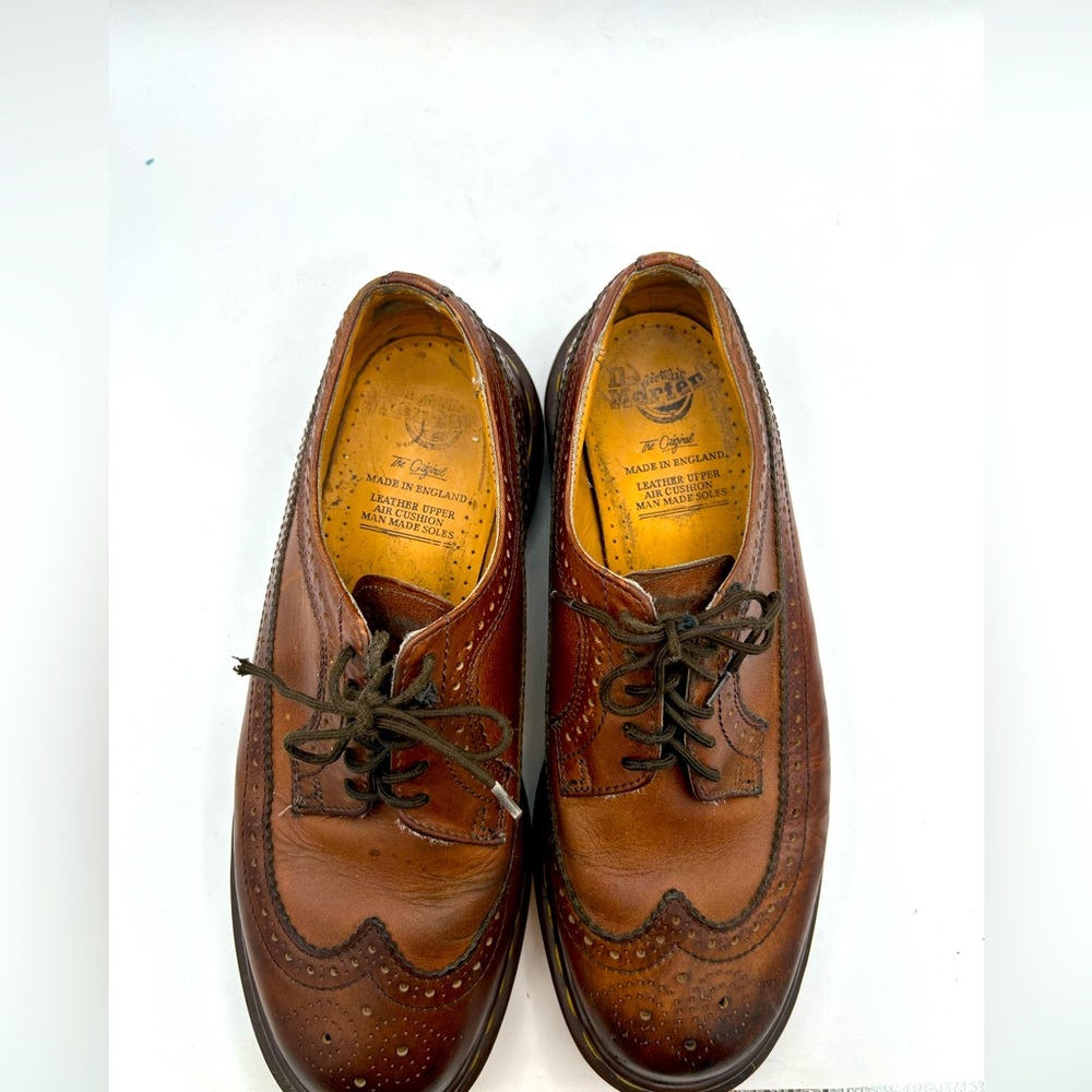 RARE Vtg Dr. Martens 3989 Made in England Wingtip Brown Brogues Oxfords Shoe 90s - Picture 13 of 14